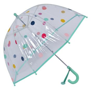 Průhledný deštník pro děti se zeleným držadlem a puntíky - Ø 50 cm JZCUM0009GR