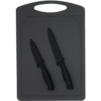 STEUBER Krájecí deska 36 x 25 cm s nožem na zeleninu a loupání, černá (4016002068494)
