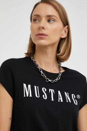 Bavlněné tričko Mustang černá barva