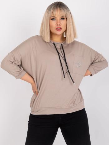 TMAVĚ BÉŽOVÁ HALENKA S KAPSOU -RV-BZ-7584.62-DARK BEIGE Velikost: ONE SIZE