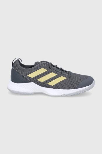 Boty adidas Performance H00943 šedá barva, na plochém podpatku