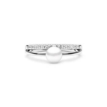 GAURA Stříbrný prsten s bílou perlou a zirkony - velikost 52 - GA4000W-52