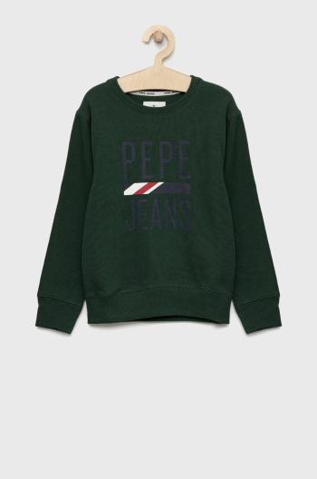 Dětská mikina Pepe Jeans zelená barva, s potiskem