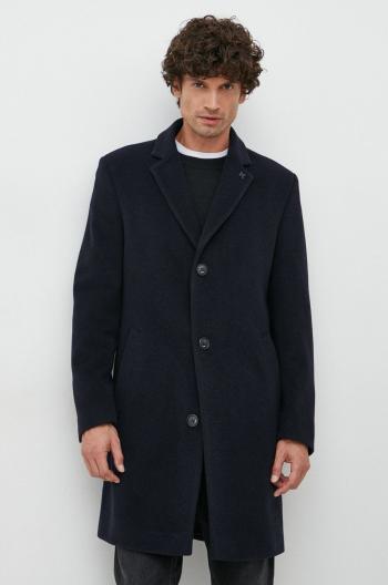 Vlněný kabát Karl Lagerfeld tmavomodrá barva, přechodný