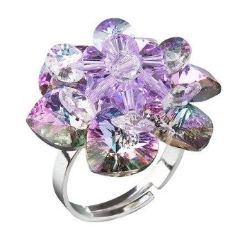 Stříbrný prsten s krystaly Swarovski fialová kytička 35012.5, vitrail, light