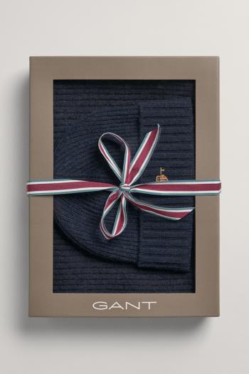 ČEPICE GANT D1. BEANIE SCARF GIFT BOX modrá S/M