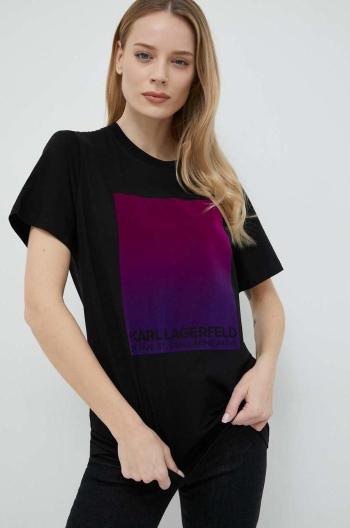 Bavlněné tričko Karl Lagerfeld černá barva