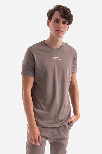 Bavlněné tričko Alpha Industries šedá barva, s potiskem, 118529.628-grey