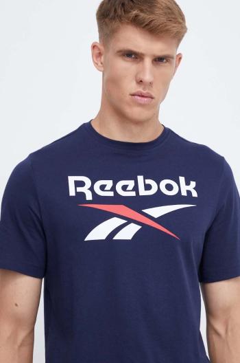 Bavlněné tričko Reebok IDENTITY tmavomodrá barva, s potiskem, 100071176