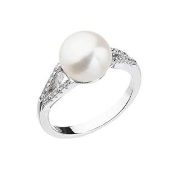 EVOLUTION GROUP CZ Stříbrný prsten s bílou říční perlou - velikost 58 - 25003.1