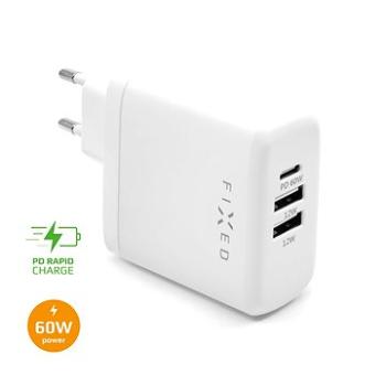 FIXED Travel s USB-C a 2xUSB výstupem podpora PD 60W bílá (FIXC60-C2U-WH)