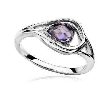 MOISS Luxusní stříbrný prsten s ametystem a zirkony RG0000 59 mm