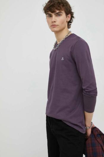 Bavlněné tričko s dlouhým rukávem Marc O'Polo fialová barva, s potiskem