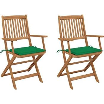 Skládací zahradní židle s poduškami 2 ks masivní akáciové dřevo, 3064595 (3064595)