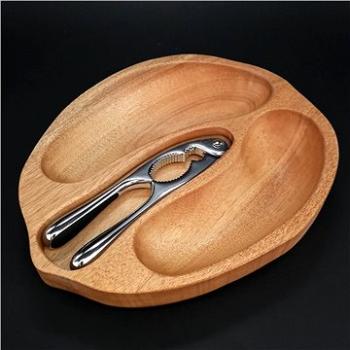 AMADEA Dřevěná miska ve tvaru ořechu s louskáčkem, masivní dřevo gabon, 23x28x4,5 cm (26029-00)