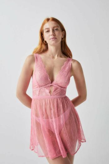 Noční košile women'secret SENSE VALENTINE dámská, růžová barva, průhledná, 3415271