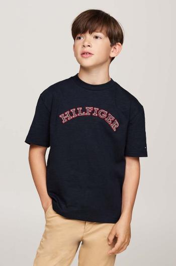 Dětské bavlněné tričko Tommy Hilfiger tmavomodrá barva, s aplikací, KB0KB09283