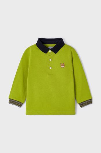 Dětské polo tričko Mayoral zelená barva, s potiskem