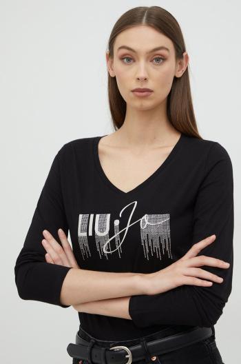 Bavlněné tričko s dlouhým rukávem Liu Jo černá barva