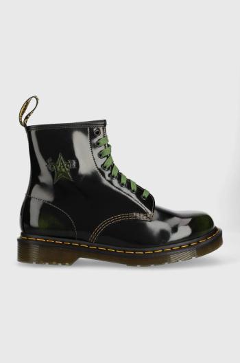 Kožené kotníkové boty Dr. Martens 1460 The Clash dámské, černá barva, na plochém podpatku