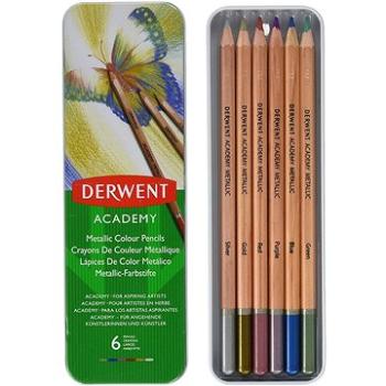 DERWENT Academy Metallic Colour Pencils v plechové krabičce, šestihranné, 6 barev (98200)