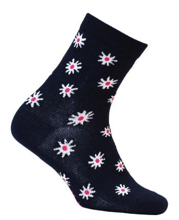 Dívčí vzorovené ponožky WOLA KYTIČKY modré Velikost: 36-38