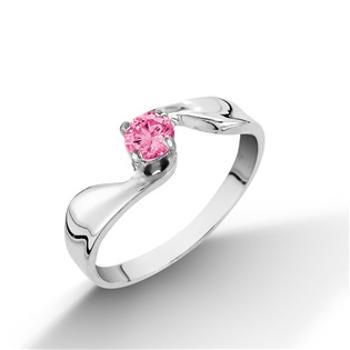 Šperky4U Stříbrný prsten s růžovým zirkonem, vel. 51 - velikost 51 - CS2053P-51