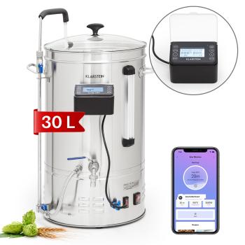 Klarstein Brauheld Smart 35, sladový kotel, 35 l, 2500 W, 100 °C, oběhové čerpadlo, nerezová ocel