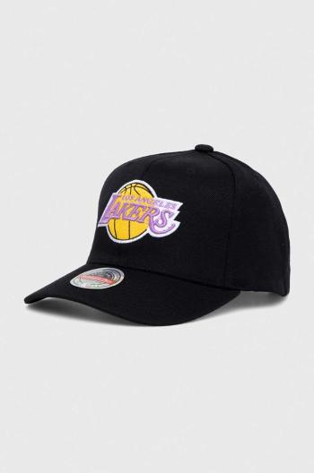 Čepice s vlněnou směsí Mitchell&Ness NBA LOS ANGELES LAKERS černá barva, s aplikací