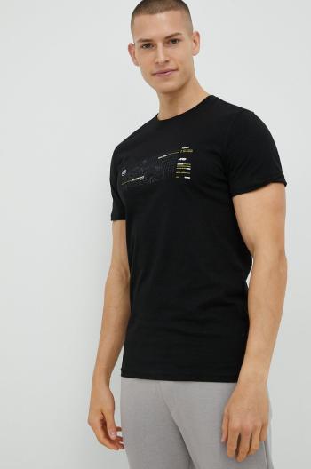 Bavlněné tričko 4F černá barva, s potiskem