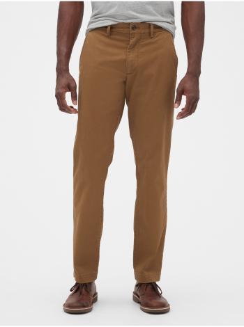 Hnědé pánské kalhoty essential khakis in straight fit with GapFlex