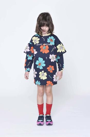 Dětské bavlněné šaty Marc Jacobs tmavomodrá barva, mini