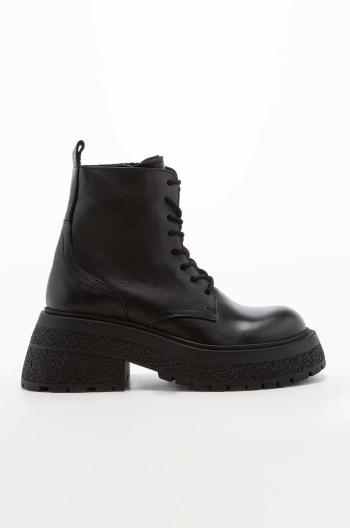 Kožené kotníkové boty Charles Footwear Karen dámské, černá barva, na plochém podpatku