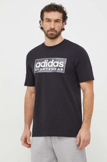 Bavlněné tričko adidas černá barva, s potiskem, IR5825