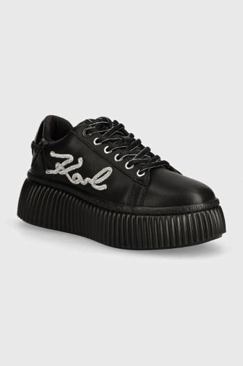 Kožené sneakers boty Karl Lagerfeld KREEPER černá barva, KL42372G