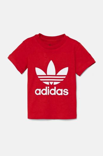 Dětské tričko adidas Originals TREFOIL TEE červená barva, s potiskem, IX5115