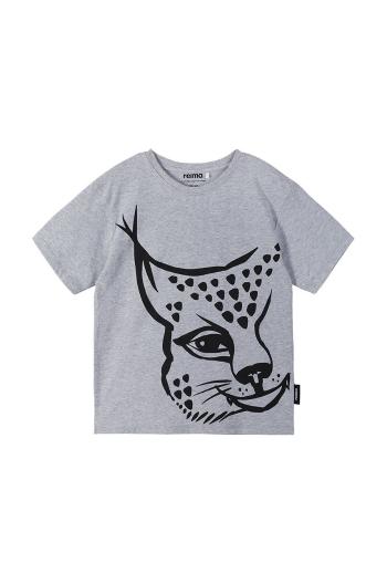 Dětské bavlněné tričko Reima šedá barva, s potiskem