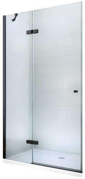 MEXEN Roma Sprchové dveře křídlové 80 cm, transparent, černá se stěnovým profilem 854-080-000-70-00