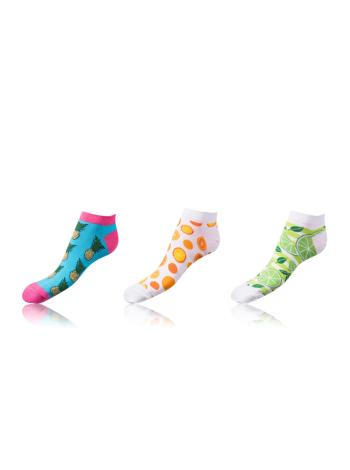 Kotníkové zábavné ponožky CRAZY IN-SHOE SOCKS 3 páry - Zábavné nízké crazy ponožky unisex v setu 3 páry - světle modrá - bílá - světle zelená