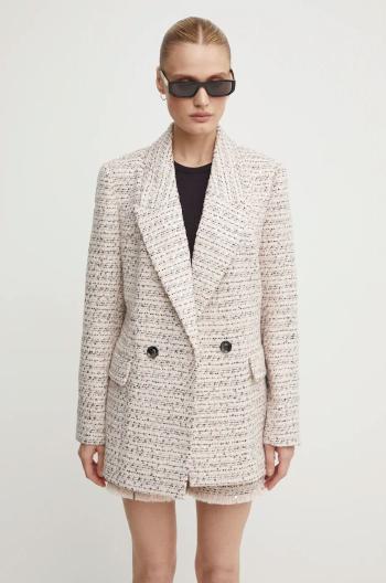 Blazer s příměsí vlny Bruuns Bazaar StickweedBBGrande blazer růžová barva, dvouřadový, BBW3958