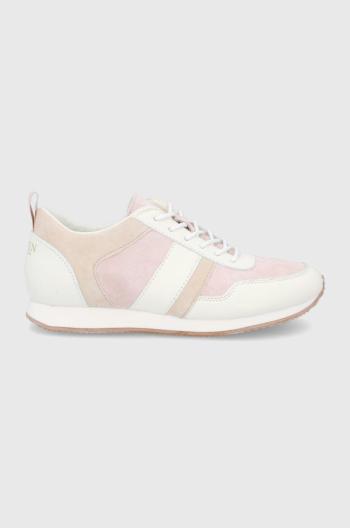 Kožené boty Lauren Ralph Lauren Colten růžová barva