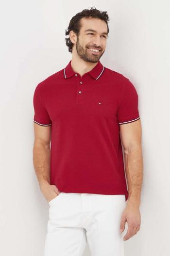 Polo tričko Tommy Hilfiger vínová barva, MW0MW30750