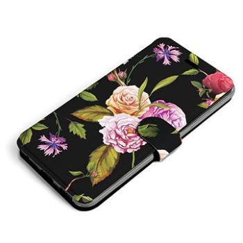 Mobiwear Flip pouzdro pro Honor 50 Lite - VD07S Růže a květy na černém pozadí (5904808003438)