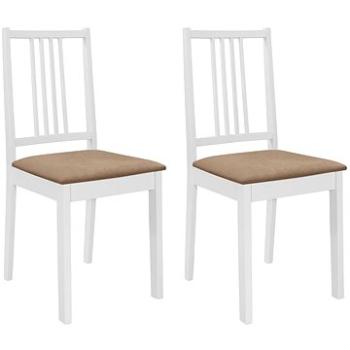Jídelní židle s poduškami 2 ks bílé masivní dřevo (247634)