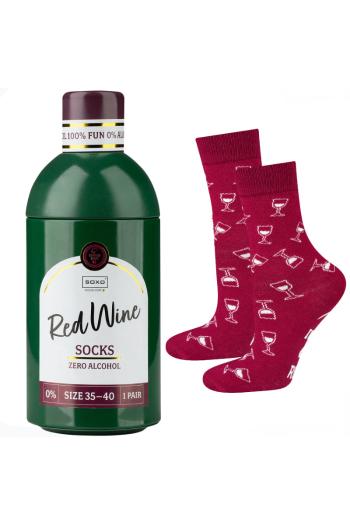 Bordové vzorované ponožky v láhvi Red Wine