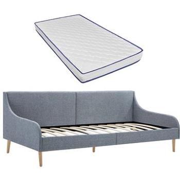 Rám denní postele matrace s paměťovou pěnou světle šedý textil (279149)
