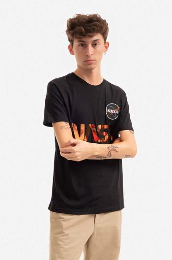 Bavlněné tričko Alpha Industries černá barva, s potiskem, 178501.209-black