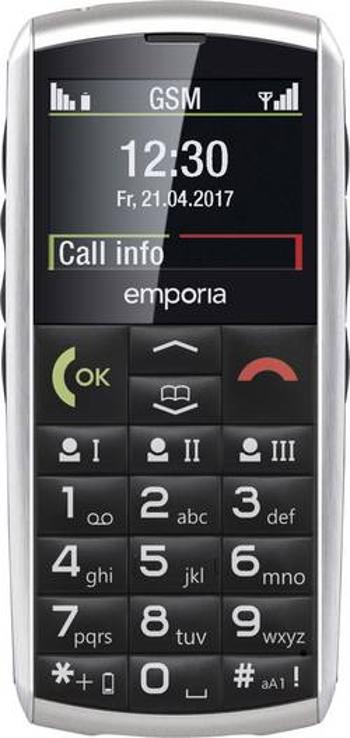 Emporia Classic V26 telefon pro seniory nabíjecí stanice, tlačítko SOS stříbrná