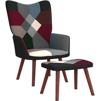 Relaxační křeslo se stoličkou patchwork textil , 328196 (328196)