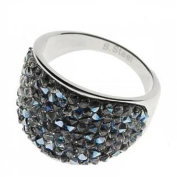 AKTUAL, s.r.o. Ocelový prsten s krystaly Crystals from Swarovski®, BERMUDA BLUE - velikost 53 - LV1001-BB-53